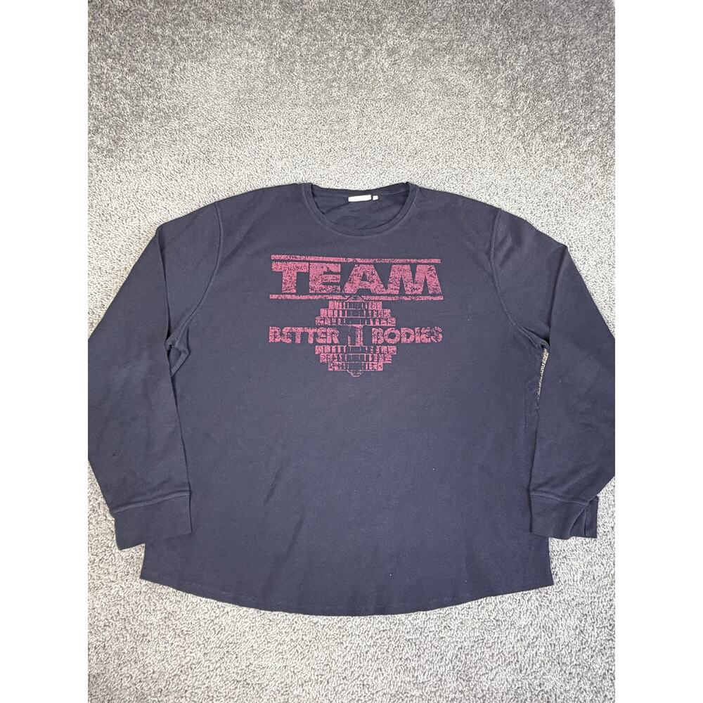 Better Bodies Shirt Mens 3XL Black Long Sleeve Thermal Graphic Crew Neck Cotton